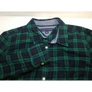 Tommy Hilfiger‎ Womens Plaid Flannel Quarter Button Long Sleeve Shirt  Medium